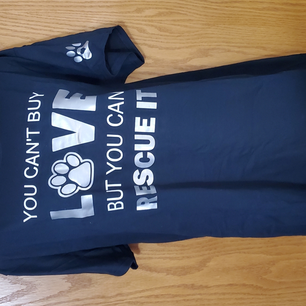 Animal Rescue T-Shirt Blk Silver Print - YOU CAN'T BUY LOVE BUT YOU CAN RESCUE